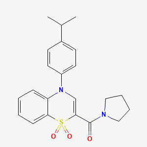 molecular formula C22H24N2O3S B2935875 4-(4-isopropylphenyl)-2-(pyrrolidin-1-ylcarbonyl)-4H-1,4-benzothiazine 1,1-dioxide CAS No. 1207050-59-6
