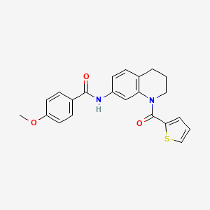 molecular formula C22H20N2O3S B2935876 4-甲氧基-N-[1-(2-噻吩羰基)-1,2,3,4-四氢喹啉-7-基]苯甲酰胺 CAS No. 946319-99-9