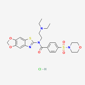 molecular formula C25H31ClN4O6S2 B2935878 N-([1,3]二氧杂[4',5':4,5]苯并[1,2-d]噻唑-6-基)-N-(2-(二乙氨基)乙基)-4-(吗啉磺酰基)苯甲酰胺盐酸盐 CAS No. 1321959-38-9