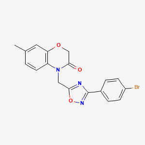 molecular formula C18H14BrN3O3 B2935882 4-((3-(4-bromophenyl)-1,2,4-oxadiazol-5-yl)methyl)-7-methyl-2H-benzo[b][1,4]oxazin-3(4H)-one CAS No. 1105237-75-9