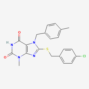 8-((4-chlorobenzyl)thio)-3-methyl-7-(4-methylbenzyl)-1H-purine-2,6(3H,7H)-dione