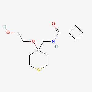 molecular formula C13H23NO3S B2935891 N-((4-(2-hydroxyethoxy)tetrahydro-2H-thiopyran-4-yl)methyl)cyclobutanecarboxamide CAS No. 2177059-67-3