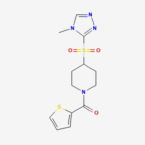 molecular formula C13H16N4O3S2 B2935900 (4-((4-methyl-4H-1,2,4-triazol-3-yl)sulfonyl)piperidin-1-yl)(thiophen-2-yl)methanone CAS No. 1448122-39-1