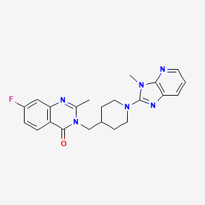 molecular formula C22H23FN6O B2935907 7-Fluoro-2-methyl-3-[[1-(3-methylimidazo[4,5-b]pyridin-2-yl)piperidin-4-yl]methyl]quinazolin-4-one CAS No. 2415551-75-4