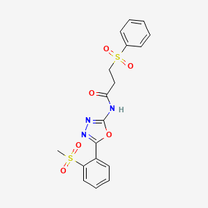 N-(5-(2-(methylsulfonyl)phenyl)-1,3,4-oxadiazol-2-yl)-3-(phenylsulfonyl)propanamide