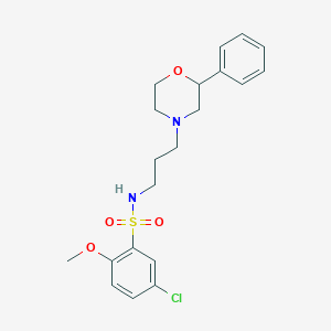 molecular formula C20H25ClN2O4S B2935934 5-chloro-2-methoxy-N-(3-(2-phenylmorpholino)propyl)benzenesulfonamide CAS No. 953920-11-1