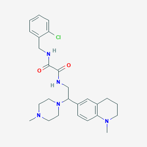 molecular formula C26H34ClN5O2 B2935942 N'-[(2-chlorophenyl)methyl]-N-[2-(1-methyl-1,2,3,4-tetrahydroquinolin-6-yl)-2-(4-methylpiperazin-1-yl)ethyl]ethanediamide CAS No. 922039-35-8