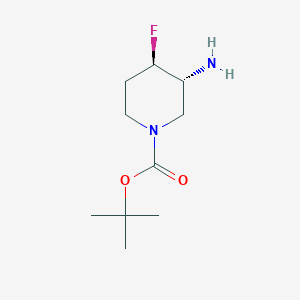 molecular formula C10H19FN2O2 B2935946 (3r,4r)-Rel-3-amino-1-boc-4-fluoropiperidine CAS No. 1273567-30-8; 1290191-73-9; 1932499-00-7