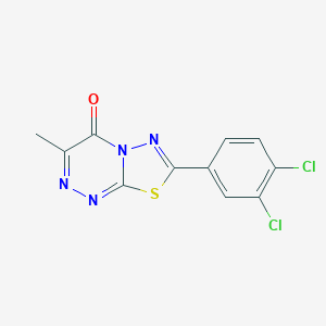 molecular formula C11H6Cl2N4OS B293595 7-(3,4-dichlorophenyl)-3-methyl-4H-[1,3,4]thiadiazolo[2,3-c][1,2,4]triazin-4-one 