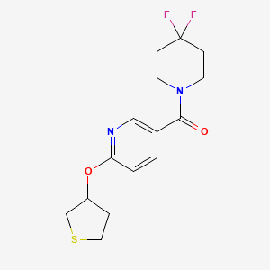 molecular formula C15H18F2N2O2S B2935960 (4,4-Difluoropiperidin-1-yl)(6-((tetrahydrothiophen-3-yl)oxy)pyridin-3-yl)methanone CAS No. 2034432-62-5