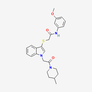 molecular formula C25H29N3O3S B2935966 N-(3-methoxyphenyl)-2-((1-(2-(4-methylpiperidin-1-yl)-2-oxoethyl)-1H-indol-3-yl)thio)acetamide CAS No. 878056-33-8