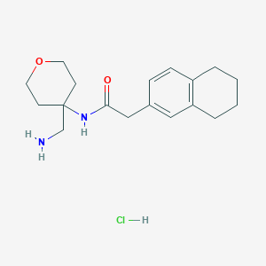 molecular formula C18H27ClN2O2 B2935978 N-[4-(Aminomethyl)oxan-4-yl]-2-(5,6,7,8-tetrahydronaphthalen-2-yl)acetamide;hydrochloride CAS No. 2418726-69-7