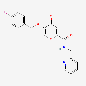 molecular formula C19H15FN2O4 B2935983 5-((4-fluorobenzyl)oxy)-4-oxo-N-(pyridin-2-ylmethyl)-4H-pyran-2-carboxamide CAS No. 1021134-71-3