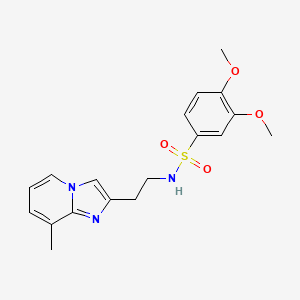 molecular formula C18H21N3O4S B2935992 3,4-dimethoxy-N-(2-(8-methylimidazo[1,2-a]pyridin-2-yl)ethyl)benzenesulfonamide CAS No. 868979-19-5