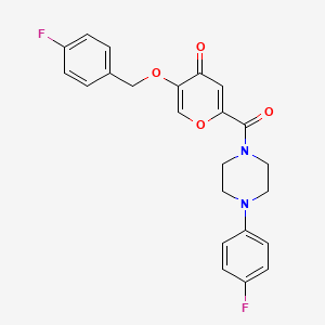molecular formula C23H20F2N2O4 B2935994 5-((4-fluorobenzyl)oxy)-2-(4-(4-fluorophenyl)piperazine-1-carbonyl)-4H-pyran-4-one CAS No. 1021024-21-4