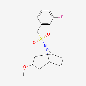 molecular formula C15H20FNO3S B2935998 (1R,5S)-8-((3-fluorobenzyl)sulfonyl)-3-methoxy-8-azabicyclo[3.2.1]octane CAS No. 2310152-90-8