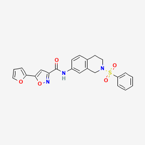 molecular formula C23H19N3O5S B2936013 5-(furan-2-yl)-N-(2-(phenylsulfonyl)-1,2,3,4-tetrahydroisoquinolin-7-yl)isoxazole-3-carboxamide CAS No. 1251565-34-0
