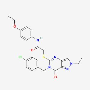 molecular formula C24H24ClN5O3S B2936025 2-((6-(4-氯苄基)-2-乙基-7-氧代-6,7-二氢-2H-吡唑并[4,3-d]嘧啶-5-基)硫)-N-(4-乙氧苯基)乙酰胺 CAS No. 932546-82-2