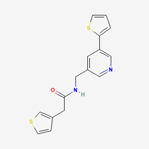 molecular formula C16H14N2OS2 B2936026 N-((5-(thiophen-2-yl)pyridin-3-yl)methyl)-2-(thiophen-3-yl)acetamide CAS No. 2034486-02-5