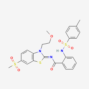 molecular formula C25H25N3O6S3 B2936038 N-[(2Z)-6-methanesulfonyl-3-(2-methoxyethyl)-2,3-dihydro-1,3-benzothiazol-2-ylidene]-2-(4-methylbenzenesulfonamido)benzamide CAS No. 864977-37-7