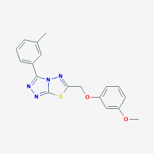 molecular formula C18H16N4O2S B293604 6-[(3-Methoxyphenoxy)methyl]-3-(3-methylphenyl)[1,2,4]triazolo[3,4-b][1,3,4]thiadiazole 