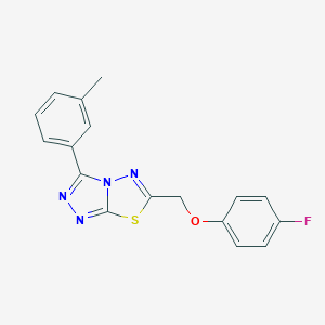 molecular formula C17H13FN4OS B293605 6-[(4-Fluorophenoxy)methyl]-3-(3-methylphenyl)[1,2,4]triazolo[3,4-b][1,3,4]thiadiazole 