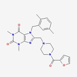 7-[(2,5-Dimethylphenyl)methyl]-8-[[4-(furan-2-carbonyl)piperazin-1-yl]methyl]-1,3-dimethylpurine-2,6-dione