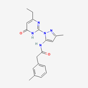 molecular formula C19H21N5O2 B2936075 N-(1-(4-ethyl-6-oxo-1,6-dihydropyrimidin-2-yl)-3-methyl-1H-pyrazol-5-yl)-2-(m-tolyl)acetamide CAS No. 1003964-77-9