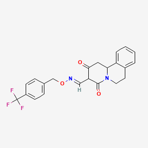 molecular formula C22H19F3N2O3 B2936077 2,4-二氧代-1,3,4,6,7,11b-六氢-2H-吡啶并[2,1-a]异喹啉-3-甲醛 O-[4-(三氟甲基)苯甲基]肟 CAS No. 339097-12-0
