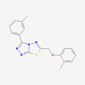 molecular formula C18H16N4OS B293609 6-[(2-Methylphenoxy)methyl]-3-(3-methylphenyl)[1,2,4]triazolo[3,4-b][1,3,4]thiadiazole 
