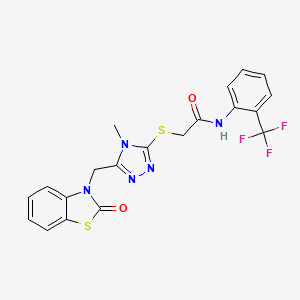 molecular formula C20H16F3N5O2S2 B2936094 2-((4-methyl-5-((2-oxobenzo[d]thiazol-3(2H)-yl)methyl)-4H-1,2,4-triazol-3-yl)thio)-N-(2-(trifluoromethyl)phenyl)acetamide CAS No. 847400-48-0