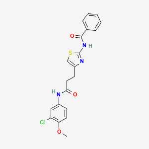 N-(4-(3-((3-chloro-4-methoxyphenyl)amino)-3-oxopropyl)thiazol-2-yl)benzamide
