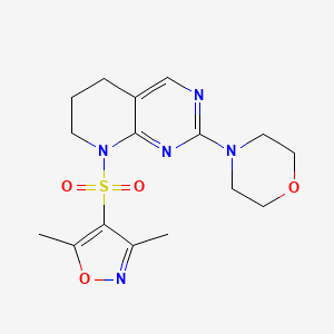 molecular formula C16H21N5O4S B2936139 4-(8-((3,5-Dimethylisoxazol-4-yl)sulfonyl)-5,6,7,8-tetrahydropyrido[2,3-d]pyrimidin-2-yl)morpholine CAS No. 2191266-79-0