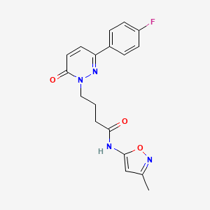 molecular formula C18H17FN4O3 B2936145 4-(3-(4-fluorophenyl)-6-oxopyridazin-1(6H)-yl)-N-(3-methylisoxazol-5-yl)butanamide CAS No. 946321-72-8