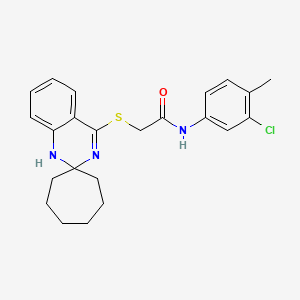 N-(3-chloro-4-methylphenyl)-2-{1'H-spiro[cycloheptane-1,2'-quinazoline]sulfanyl}acetamide