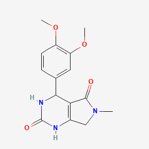 molecular formula C15H17N3O4 B2936149 4-(3,4-dimethoxyphenyl)-6-methyl-3,4,6,7-tetrahydro-1H-pyrrolo[3,4-d]pyrimidine-2,5-dione CAS No. 56875-98-0