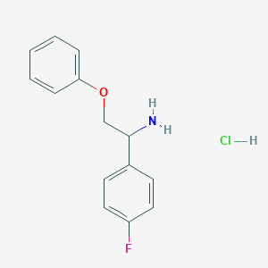 molecular formula C14H15ClFNO B2936159 1-(4-Fluorophenyl)-2-phenoxyethanamine;hydrochloride CAS No. 2309466-26-8