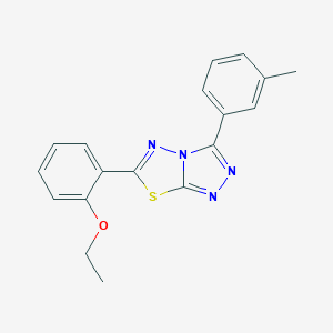 molecular formula C18H16N4OS B293616 6-(2-Ethoxyphenyl)-3-(3-methylphenyl)[1,2,4]triazolo[3,4-b][1,3,4]thiadiazole 