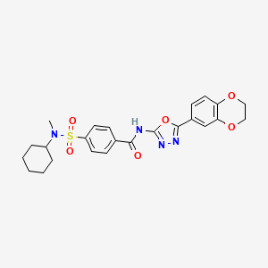 molecular formula C24H26N4O6S B2936168 4-[cyclohexyl(methyl)sulfamoyl]-N-[5-(2,3-dihydro-1,4-benzodioxin-6-yl)-1,3,4-oxadiazol-2-yl]benzamide CAS No. 851094-68-3