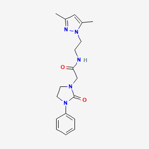 molecular formula C18H23N5O2 B2936169 N-(2-(3,5-dimethyl-1H-pyrazol-1-yl)ethyl)-2-(2-oxo-3-phenylimidazolidin-1-yl)acetamide CAS No. 1257553-20-0