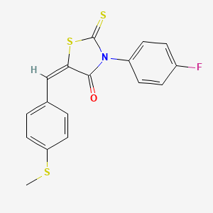 molecular formula C17H12FNOS3 B2936198 3-(4-Fluorophenyl)-5-(4-(methylthio)benzylidene)-2-thioxo-1,3-thiazolidin-4-one CAS No. 433942-83-7