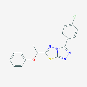 molecular formula C17H13ClN4OS B293620 3-(4-Chlorophenyl)-6-(1-phenoxyethyl)[1,2,4]triazolo[3,4-b][1,3,4]thiadiazole 