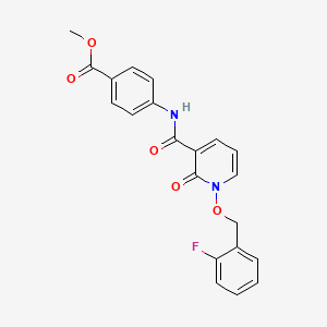 molecular formula C21H17FN2O5 B2936207 methyl 4-{1-[(2-fluorophenyl)methoxy]-2-oxo-1,2-dihydropyridine-3-amido}benzoate CAS No. 868678-94-8