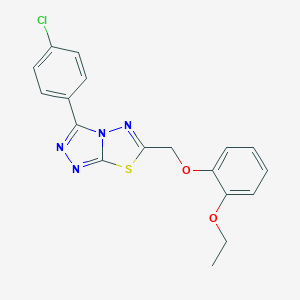 molecular formula C18H15ClN4O2S B293621 3-(4-Chlorophenyl)-6-[(2-ethoxyphenoxy)methyl][1,2,4]triazolo[3,4-b][1,3,4]thiadiazole 