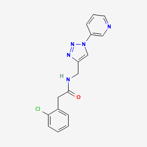 molecular formula C16H14ClN5O B2936211 2-(2-chlorophenyl)-N-((1-(pyridin-3-yl)-1H-1,2,3-triazol-4-yl)methyl)acetamide CAS No. 2034462-89-8