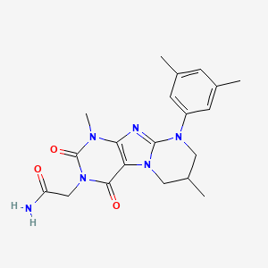molecular formula C20H24N6O3 B2936213 2-[9-(3,5-dimethylphenyl)-1,7-dimethyl-2,4-dioxo-7,8-dihydro-6H-purino[7,8-a]pyrimidin-3-yl]acetamide CAS No. 845636-61-5