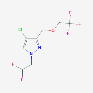 molecular formula C8H8ClF5N2O B2936225 4-chloro-1-(2,2-difluoroethyl)-3-[(2,2,2-trifluoroethoxy)methyl]-1H-pyrazole CAS No. 1856025-78-9