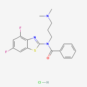 molecular formula C19H20ClF2N3OS B2936226 N-(4,6-difluorobenzo[d]thiazol-2-yl)-N-(3-(dimethylamino)propyl)benzamide hydrochloride CAS No. 1215737-69-1