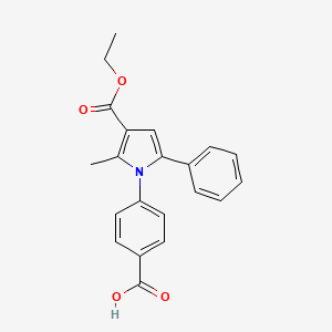 molecular formula C21H19NO4 B2936234 4-[3-(Ethoxycarbonyl)-2-methyl-5-phenyl-1H-pyrrol-1-yl]benzoic acid CAS No. 361158-00-1