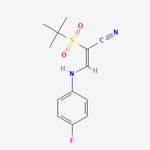 2-((Tert-butyl)sulfonyl)-3-((4-fluorophenyl)amino)prop-2-enenitrile